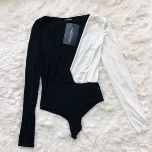 Pretty Little Thing Black and White Bodysuit